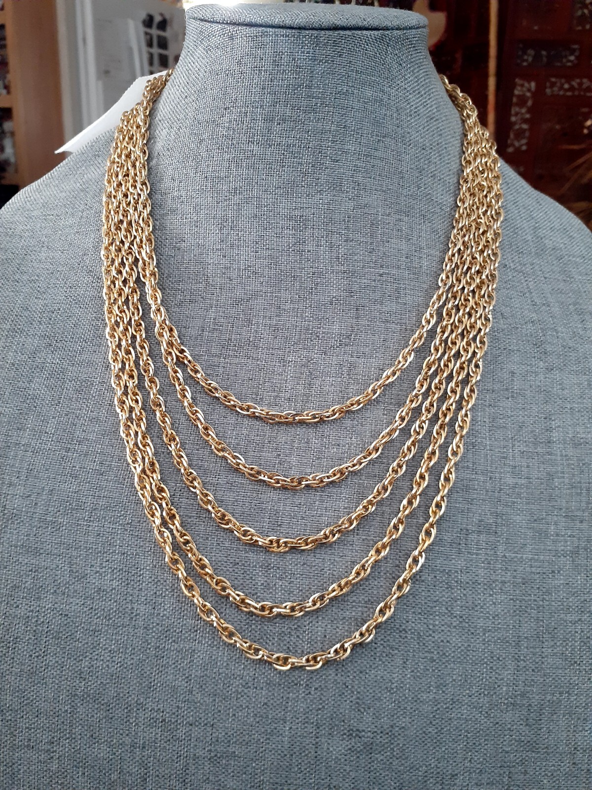Taylor LTD Gold tone Multi chain Layered Waterfall Necklace