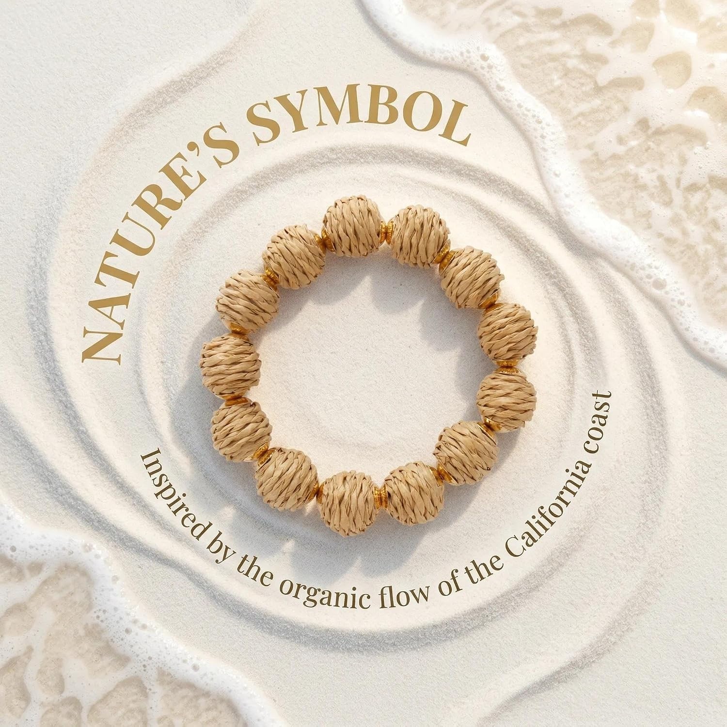 Adjustable Raffia Bracelet with Elegant Rattan Balls – Perfect Summer Accessory