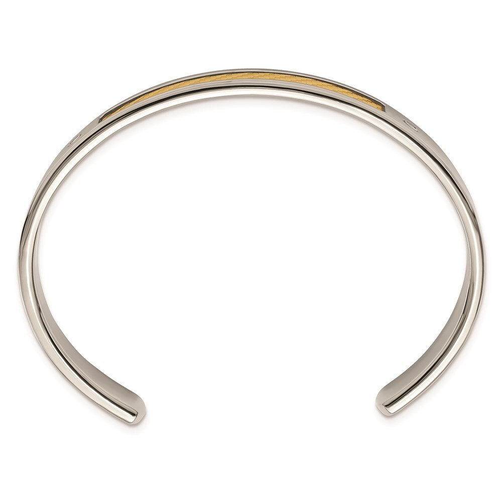 Chisel Men’s Bracelet Stainless Steel with 18k Yellow Gold Textured Diamond Cuff