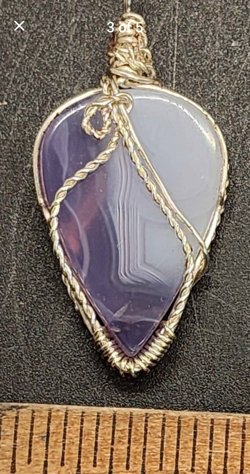 Handcrafted Sterling Silver Wire Wrapped Purple Chalcedony Pendant