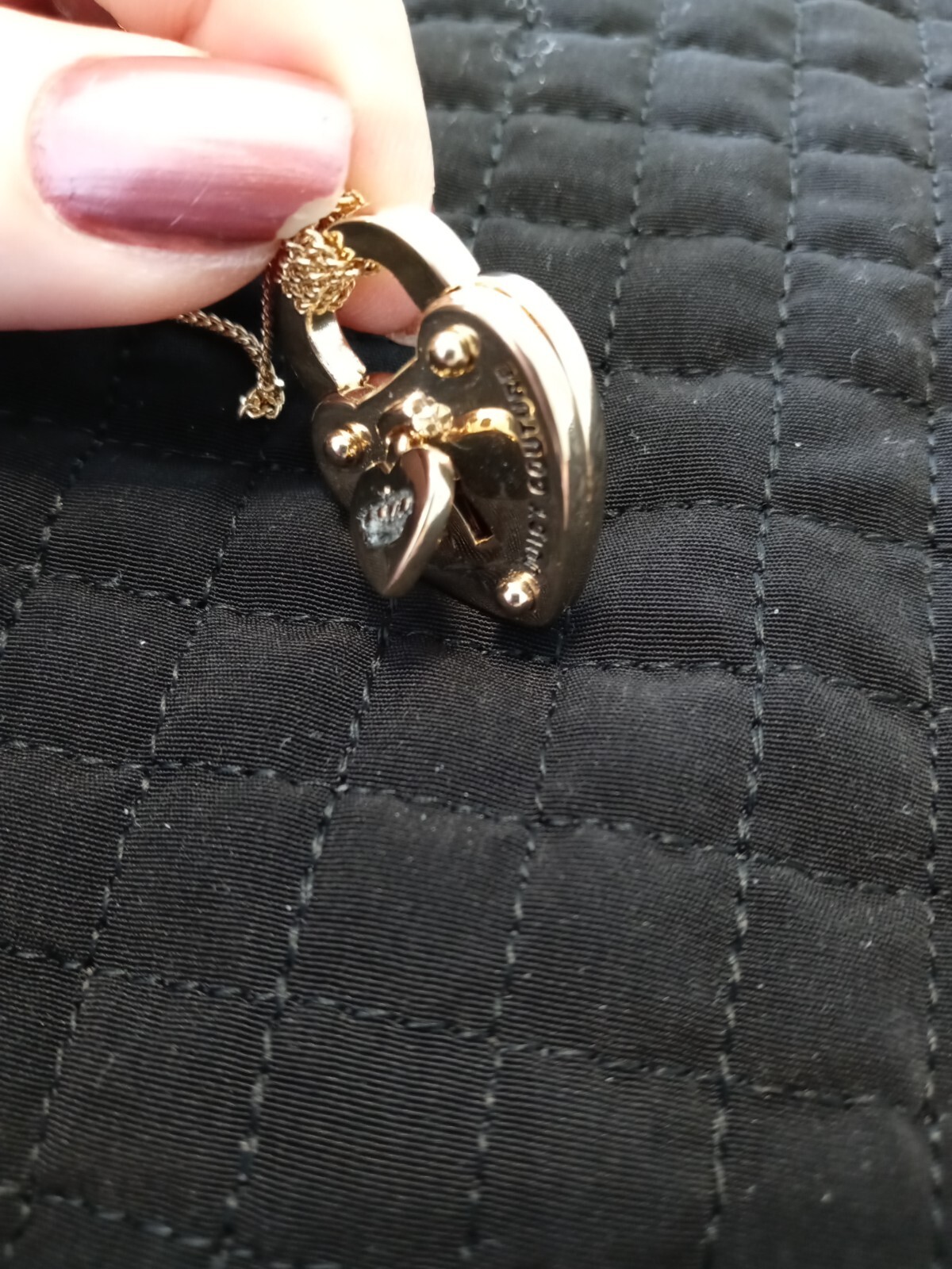Vintage Juicy Couture Dual Strand Gold Plated Heart Padlock Necklace New in Box