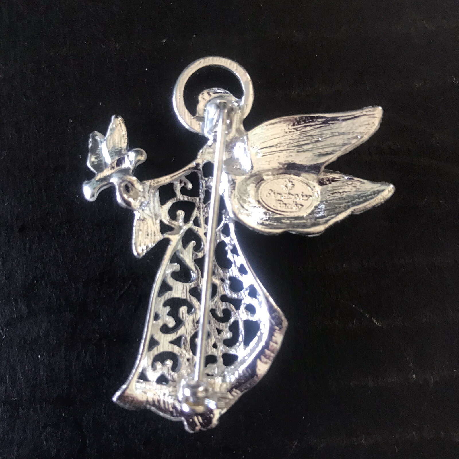 Christopher Radko Rhinestone Angel Pin Brooch & Unbranded Hobo Resin Brooch