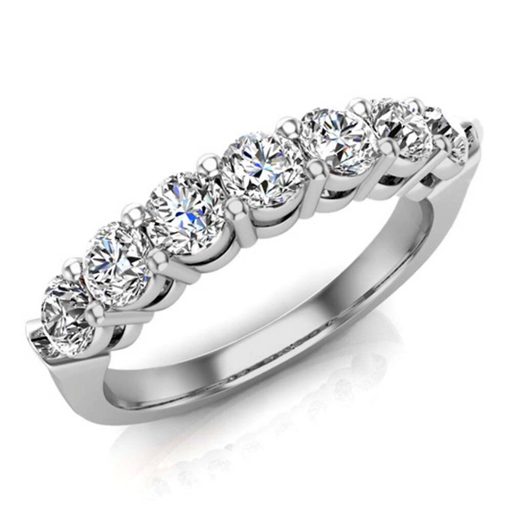 Sterling Silver 925 Plated Women’s CZ Round Eternity Wedding Band Ring