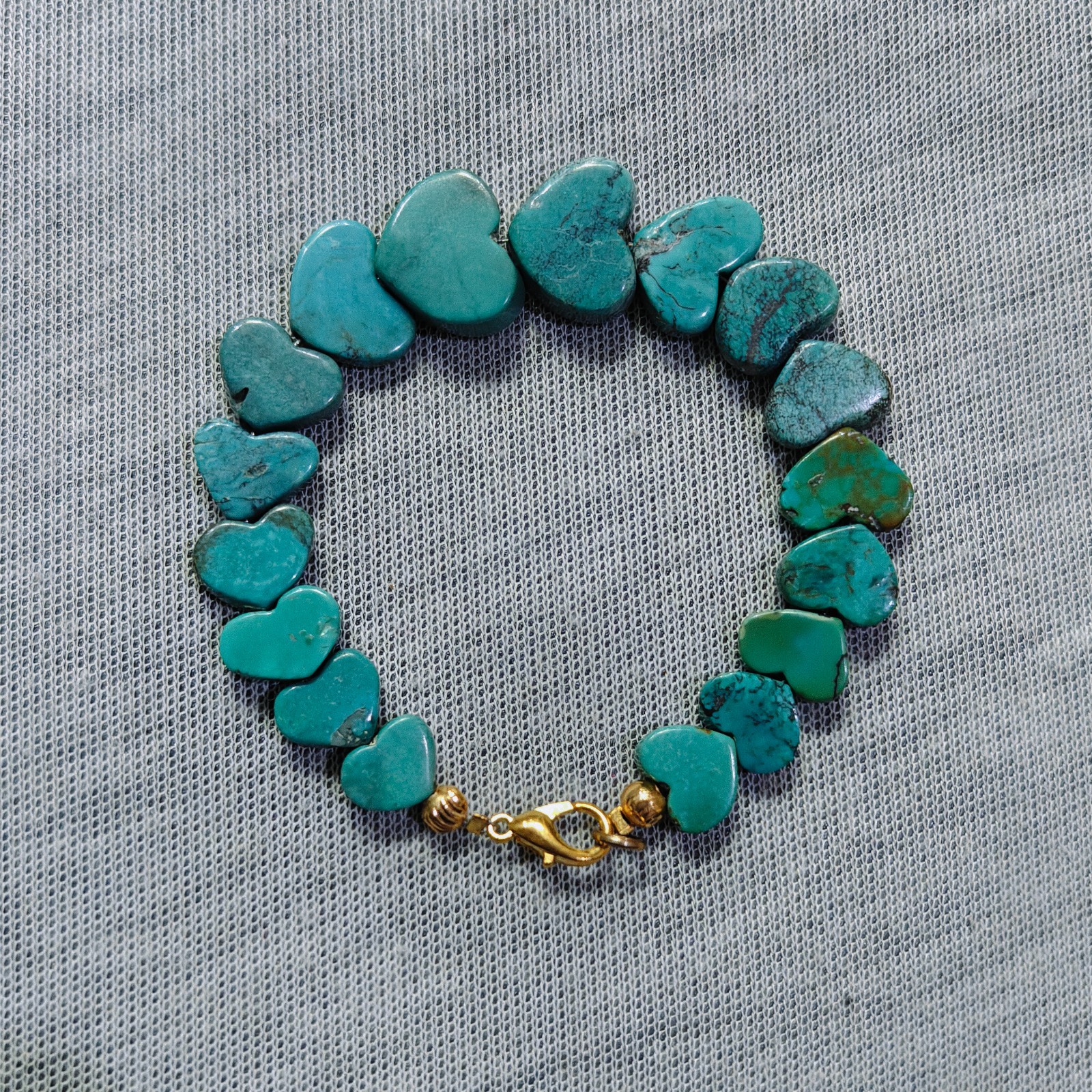 Turquoise Bracelet Gemstone Heart Shape Charm unisex Brass Handmade Jewelry
