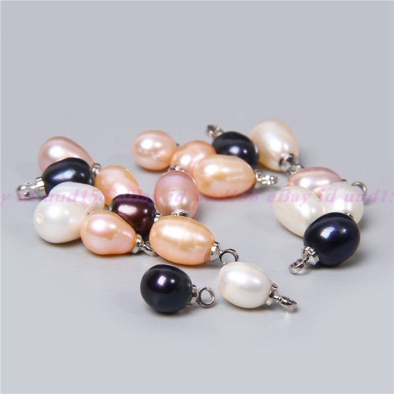 Natural Genuine 8-9mm White Pink Purple Freshwater Pearl Teardrop Pendant AAA