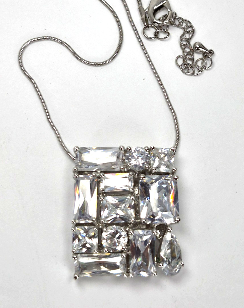 Park Lane Runway Collection Heavy Crystal Glass Square Pendant 1.5” X 1.25”