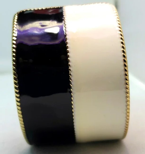 Black and white open cuff bracelet 2.5 inch diameter NWT
