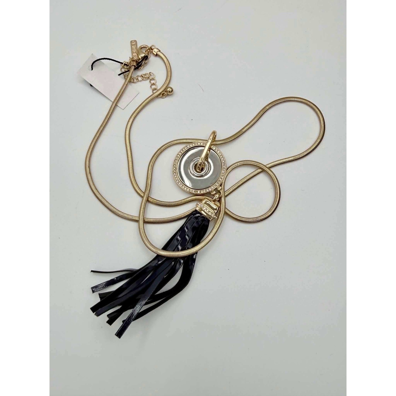 White House Black Market Gold Black Tassel Long Pendant Necklace NWT 30in + 3in