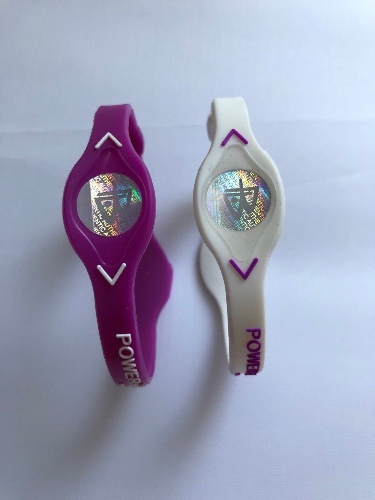 2 PCS PURPLE & WHITE Power Balance Energy Health Band Bracelet XS,S,M,L,XL