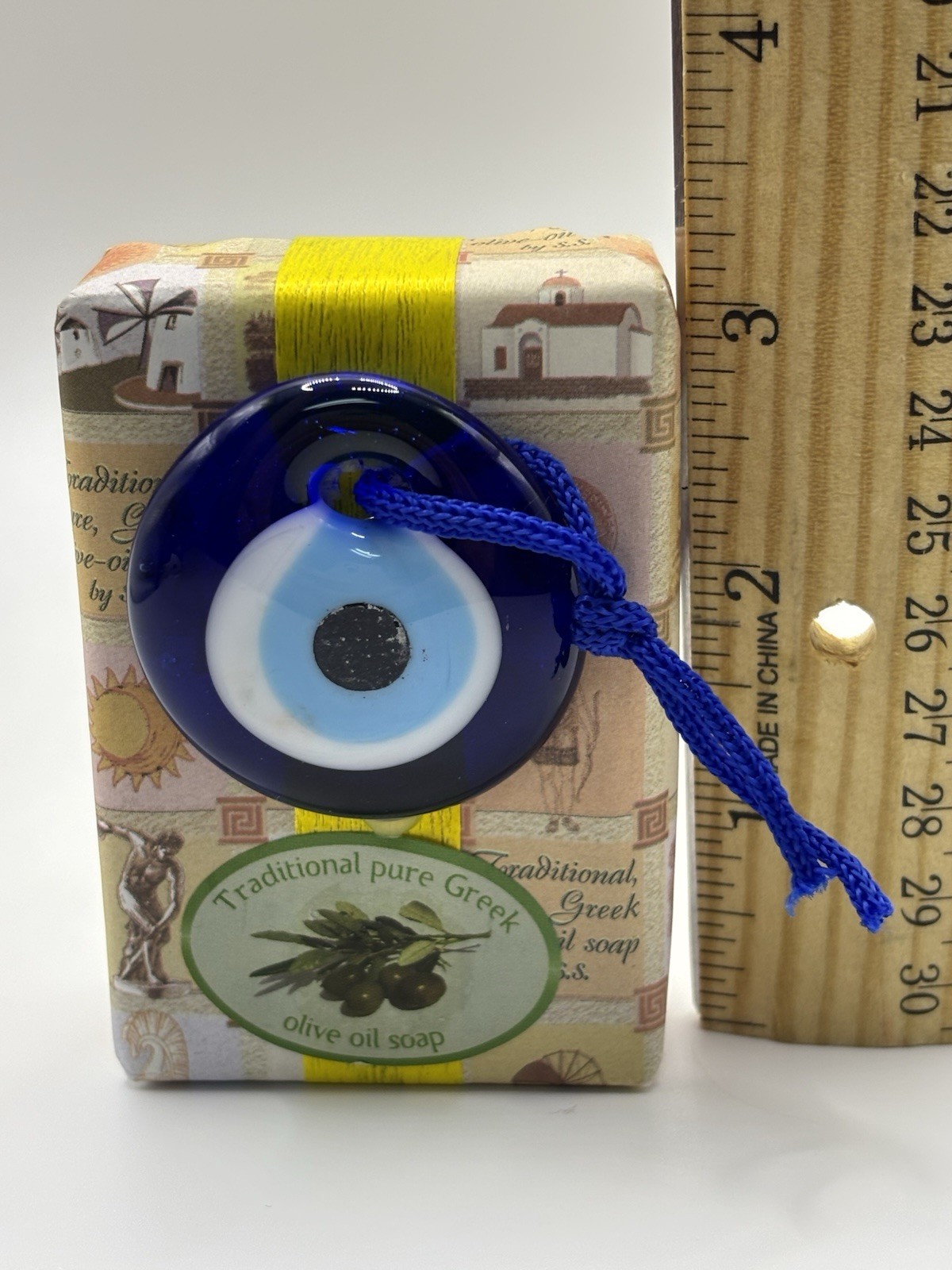 2” Turkish Cobalt Blue Evil Eye Nazar Amulet Lucky Protection Attached To Soapx2