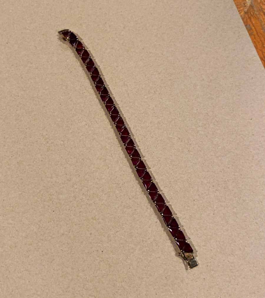 Suzanne Somers Gold Vermeil Sterling Red Garnet Trilliant Bracelet (silver)
