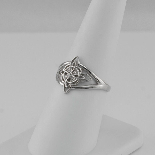 Sterling Silver Celtic Trinity Knot Triquetra Cross Ring for Women