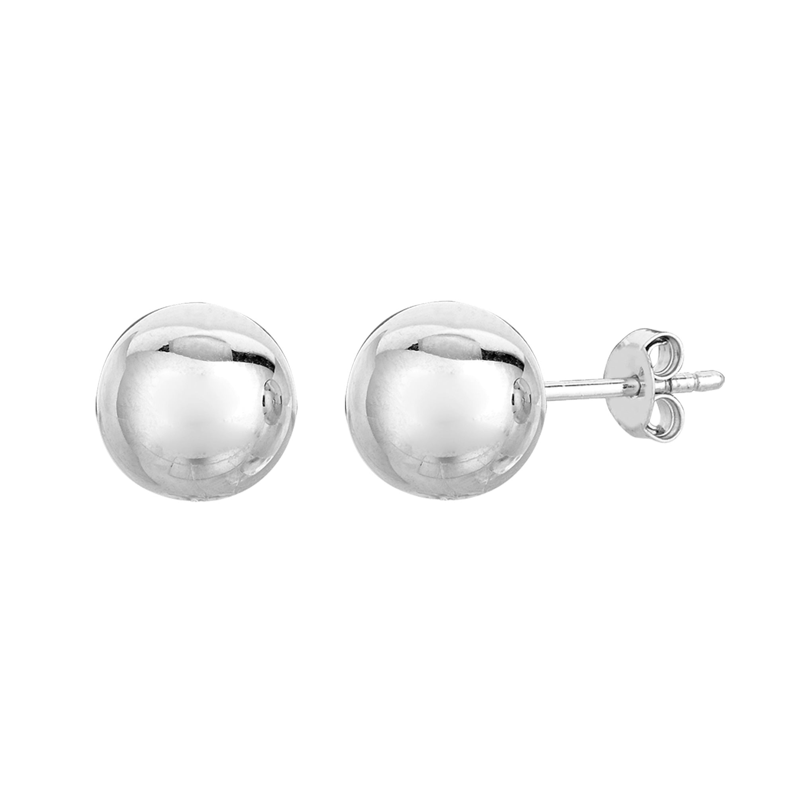 Sterling Silver Ball Stud Earrings, 8mm