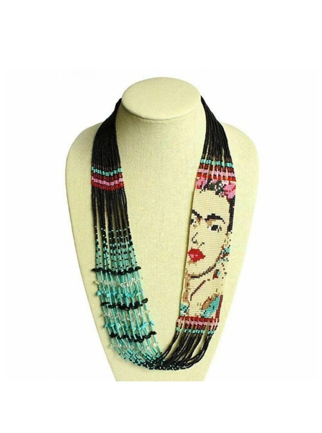 Handmade Necklace Seed Bead Boho American Style Nativ Beaded Multi Strand