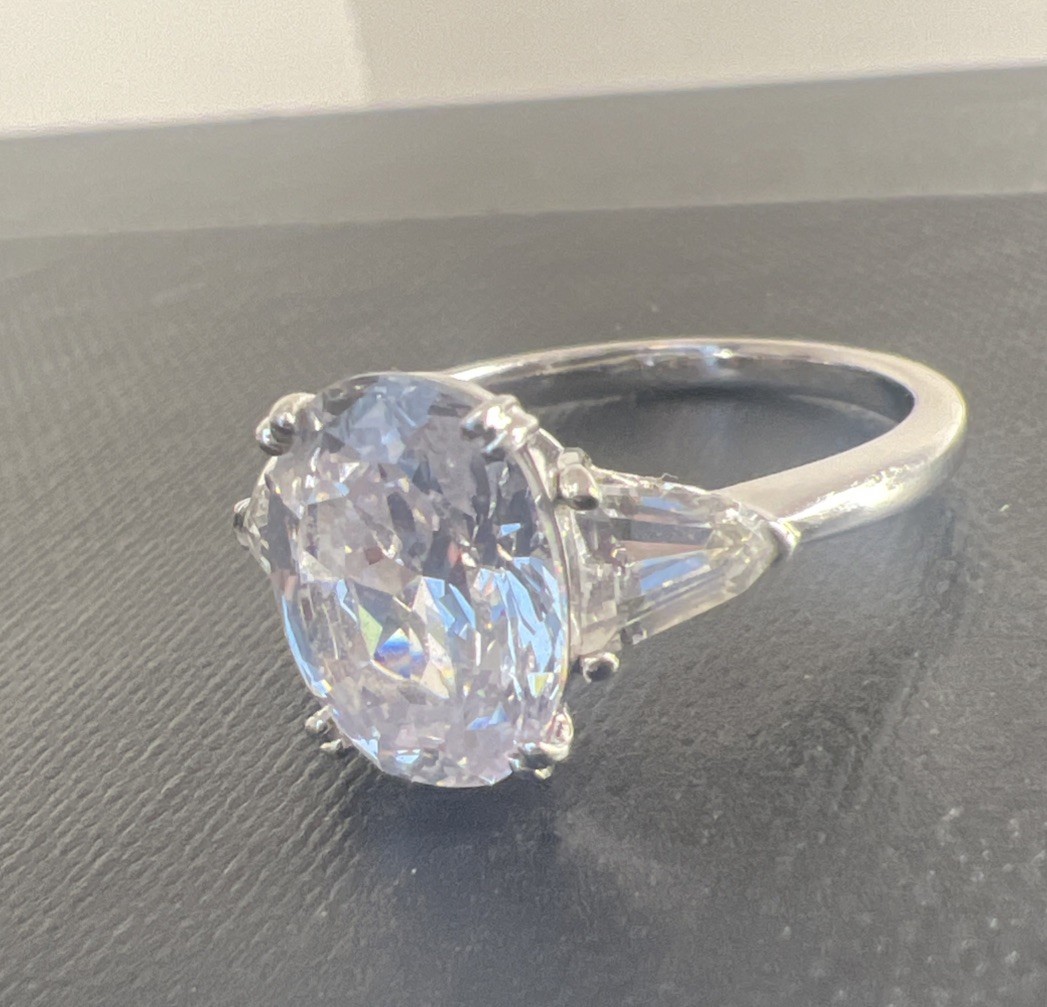 Epiphany QVC Diamonique Oval Cut 100 Facet 5.50 ct tw 925 Ring 10 Bridal Promise