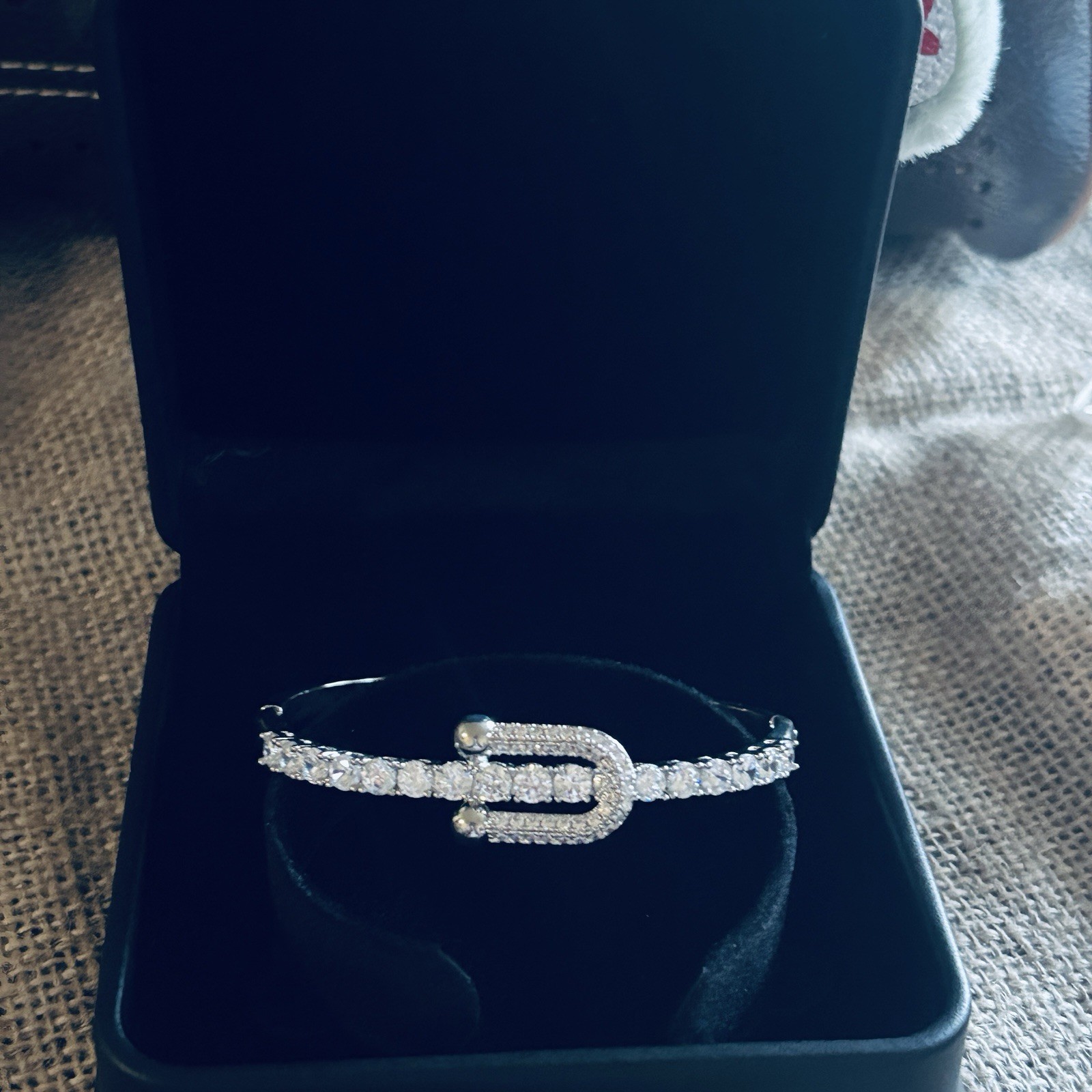 Pave Stones Buckle Style Bangle