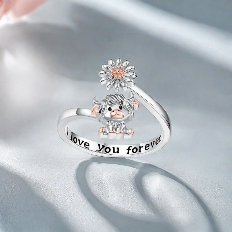 Personalized Rings Fashion Split Color Cow Cow Ring Daisy Two Color Female