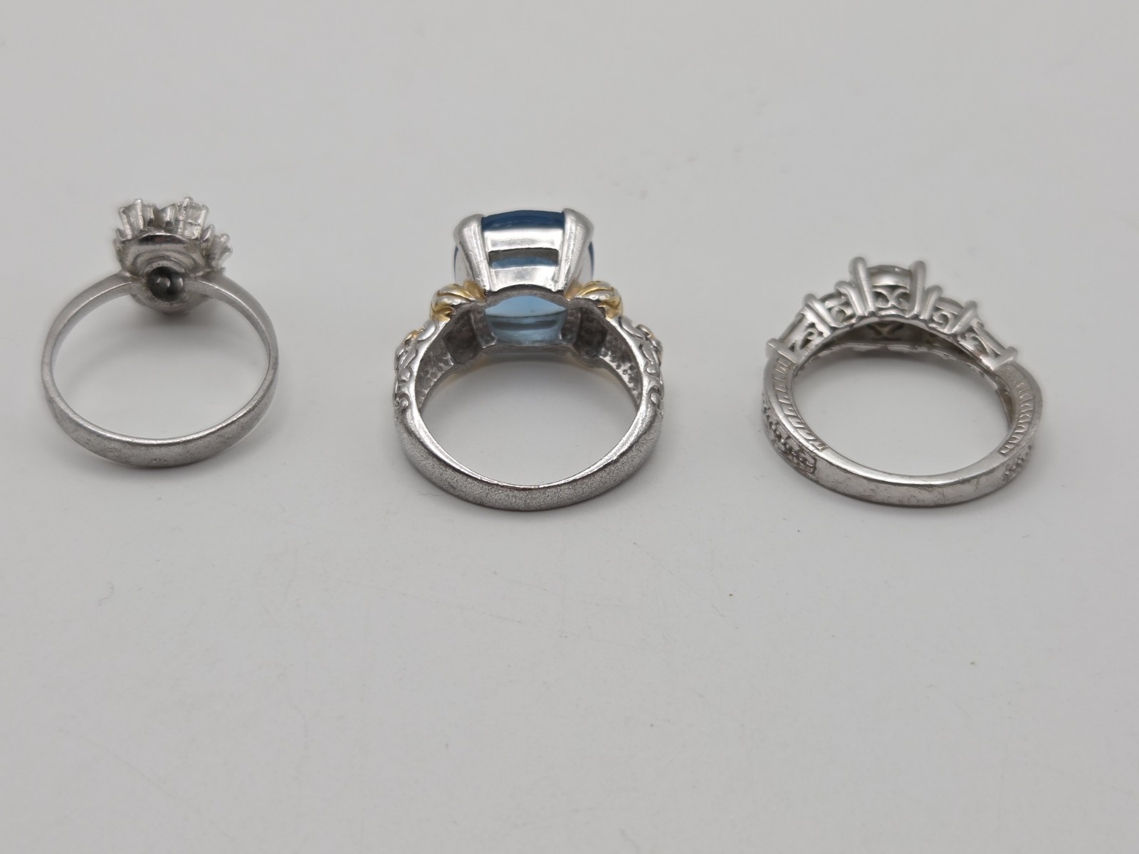 Sterling Silver PLATED 3 Ring Lot All Size 7