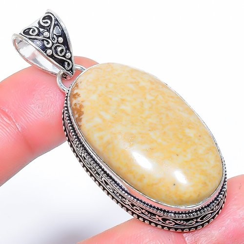 Natural Picture Jasper Gemstone 925 Silver Plated Jewelry Pendant 2.1″ M1529
