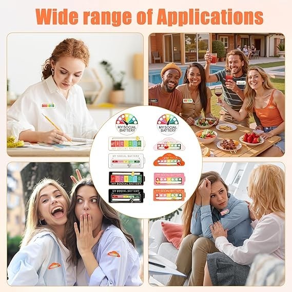 Slidable Social Battery Mood Attitude Tracker Brooch Pin Funny Enamel Badge Gift