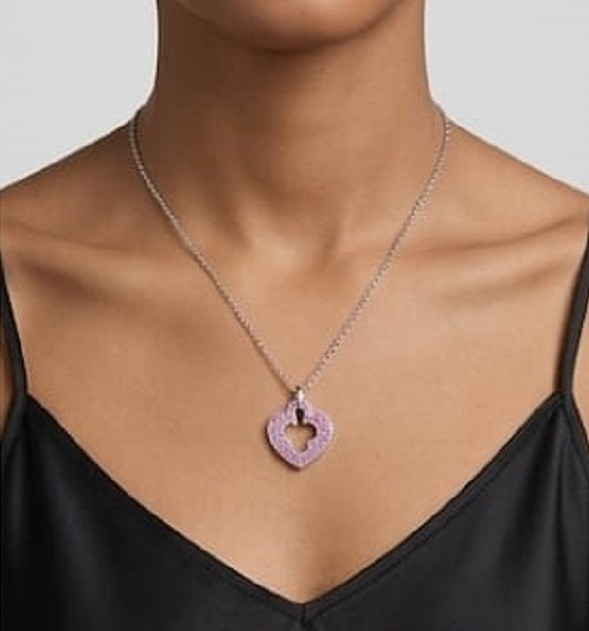 4ct Round Simulated Pink Sapphire Heart Spade Halo Pendant White Gold Plated