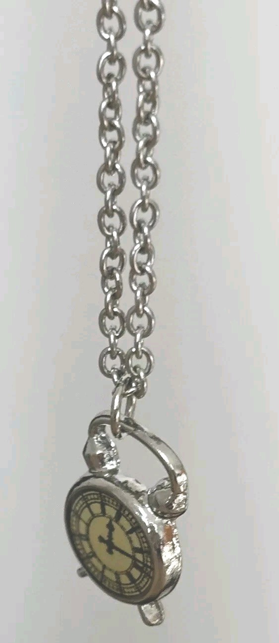Clock Pendant Necklace/ Chain Measures 23 In Total Length