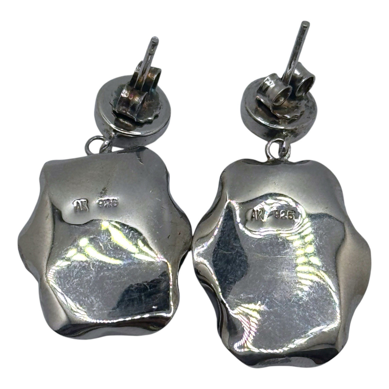 NEW Sterling Silver Druzy Crystal Hang Earrings Special Occasion Luxury Sparkle