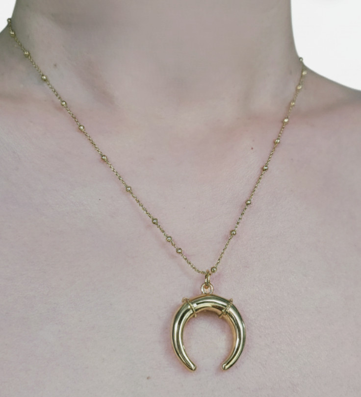 Ana Luisa Gold Vermeil Crescent Moon Horn Necklace Pendant Beaded Chain + BONUS