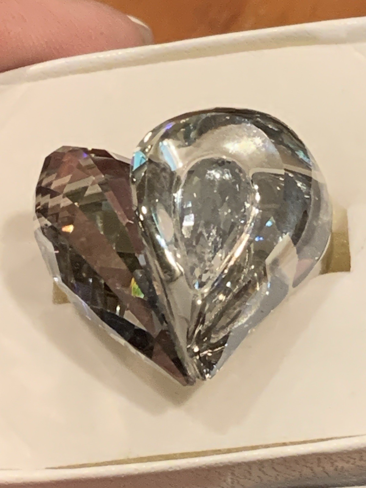 RARE Swarovski Swan Signed Crystal Large Heart Cocktail Ring Size 8.75 STUNNING