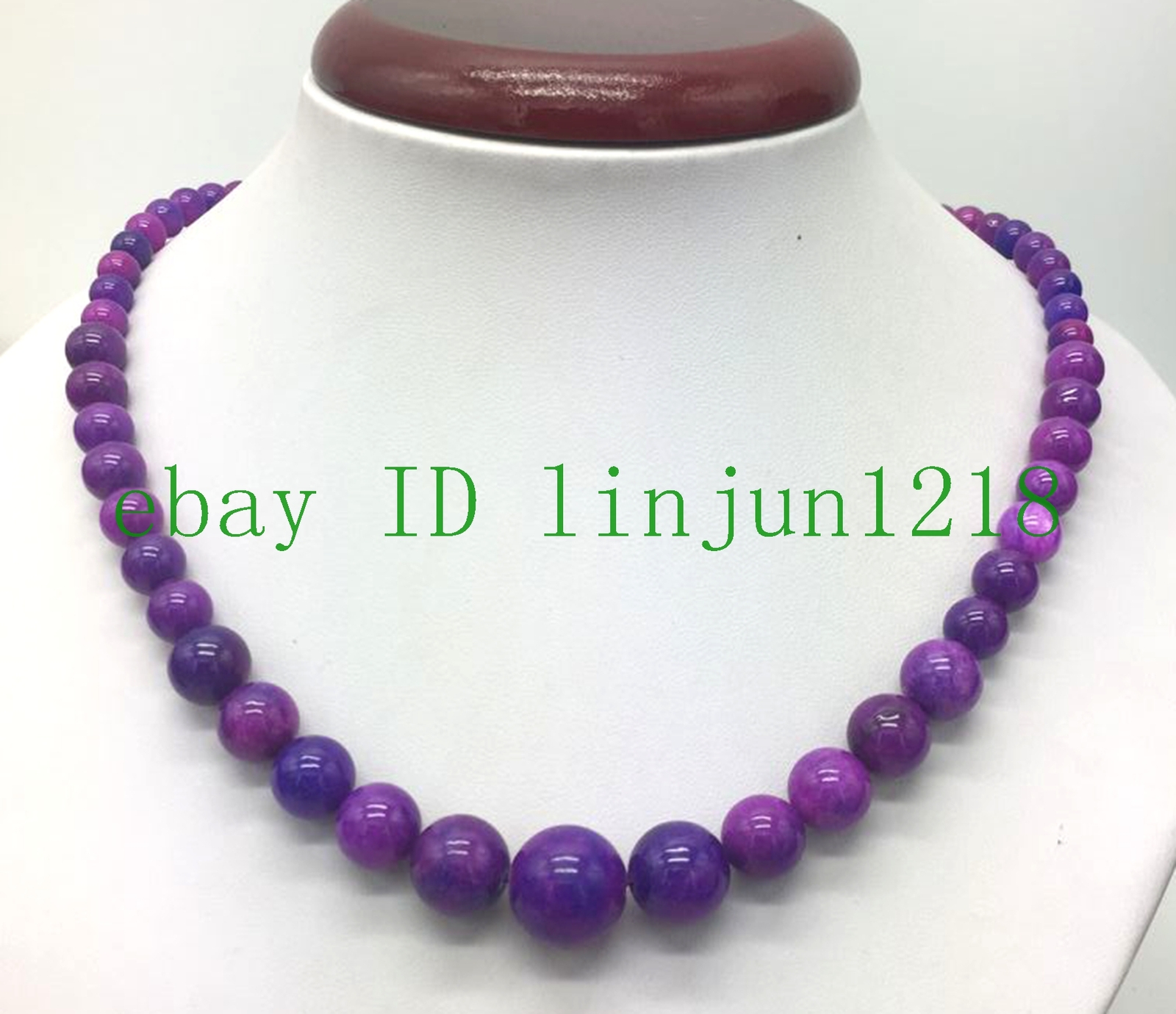 Natural 6-14mm Purple Sugilite Gemstone Beads Necklaces 18″ 925 Silver Clasp