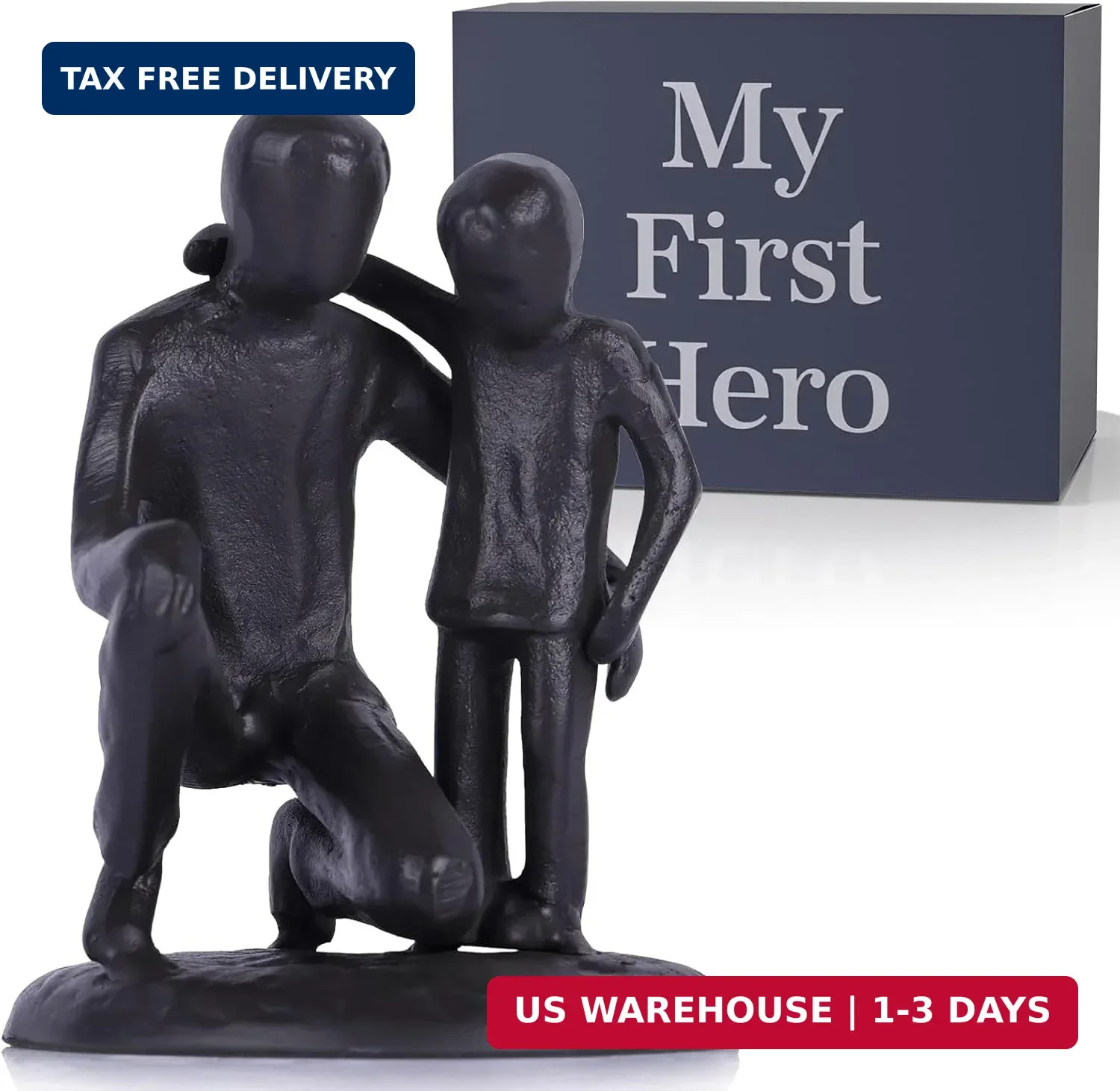 Iron Father and Son Sculpture,Sentimental Gift for Dad,Meaningful Birthday Gifts