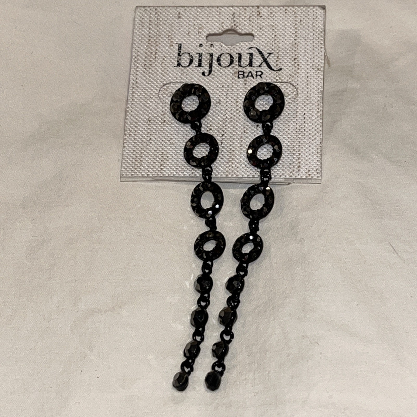NWT Bijoux Bar Sparkling Black Long Earings- perfect for Special Occasion