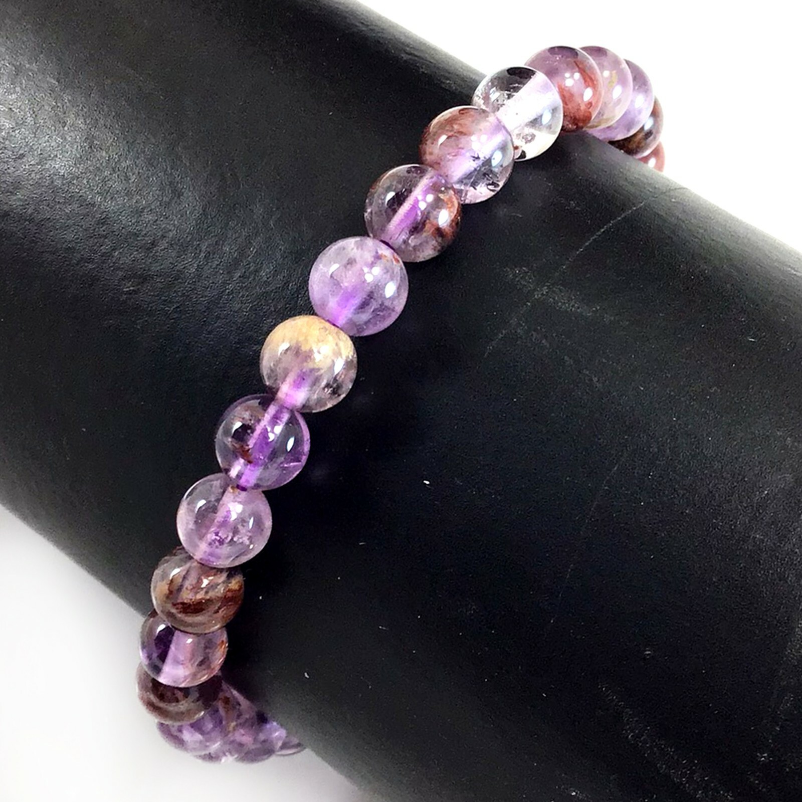 Handmade Gemstone Natural Super Seven Crystal Beaded Bracelet 7.5″ 4 6 8 10 12mm
