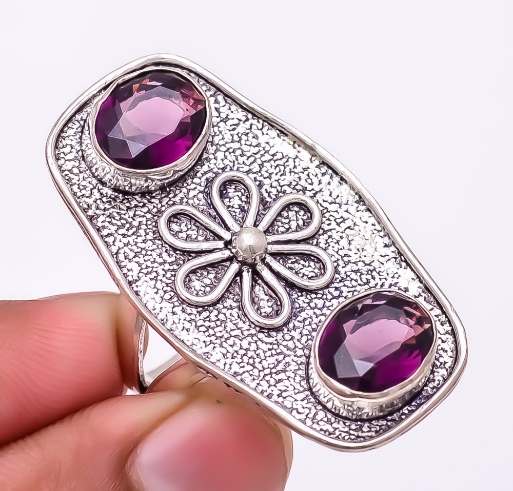 African Amethyst Gemstone 925 Silver Plated Jewelry Ring s.8 T8648