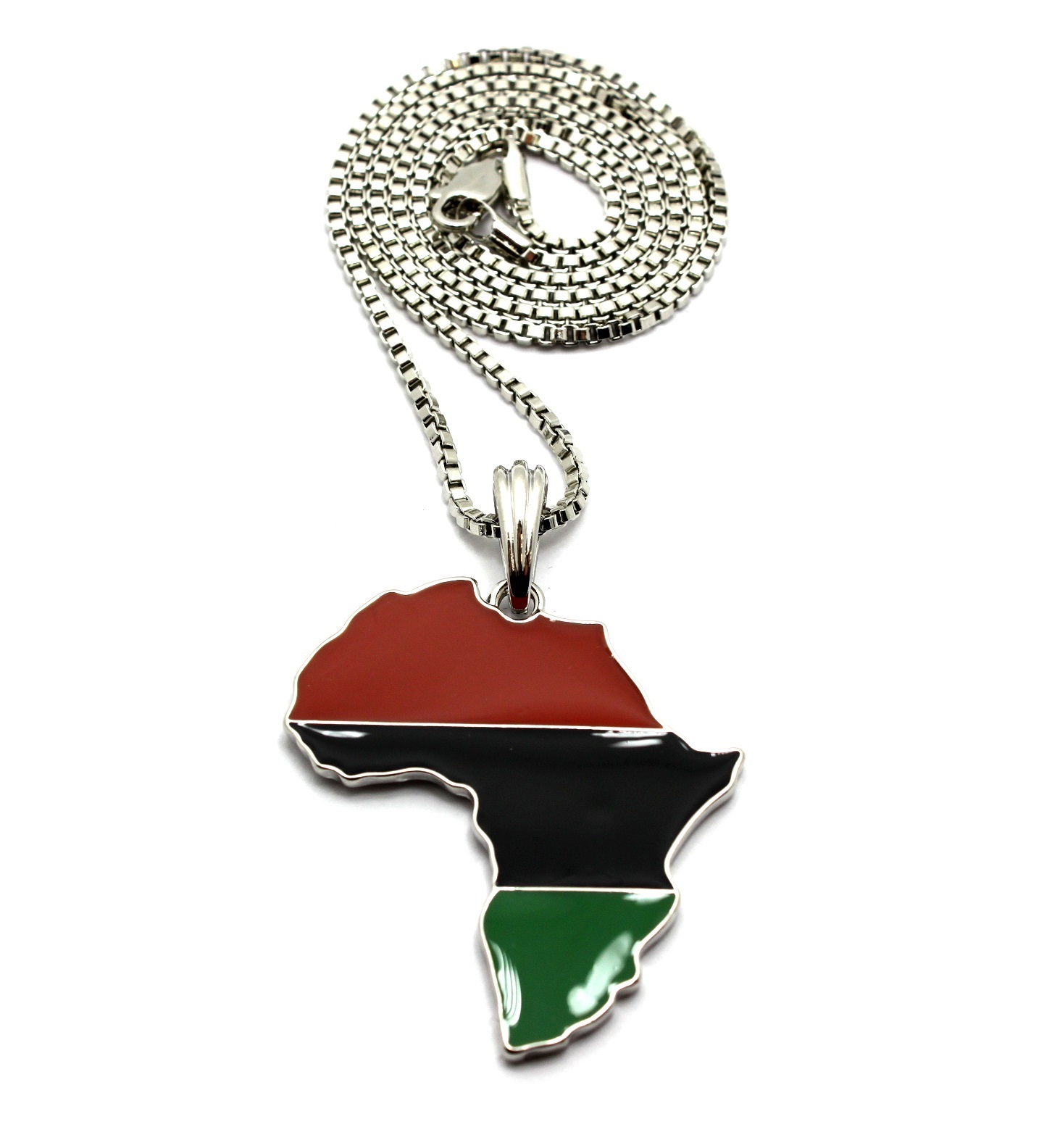Traditional Africa Map Red,Black,Green Pendant 24″ Various Chain Necklace XSP538