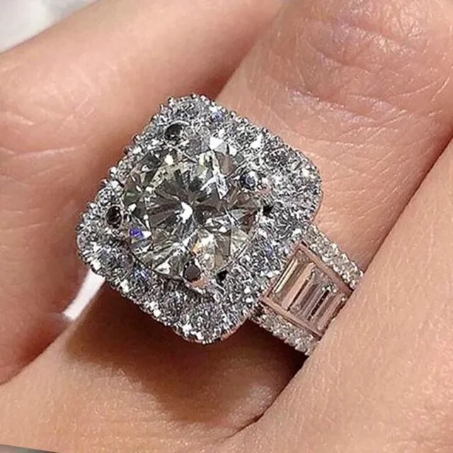 NEW 3.00Ct Round Moissanite Women’s Wedding Ring 14K White Gold Plated Silver