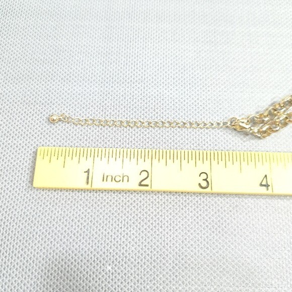 Women’s Necklace Gold Tone Turquoise Butterfly & Flower Designs 11.5 in + 3 in