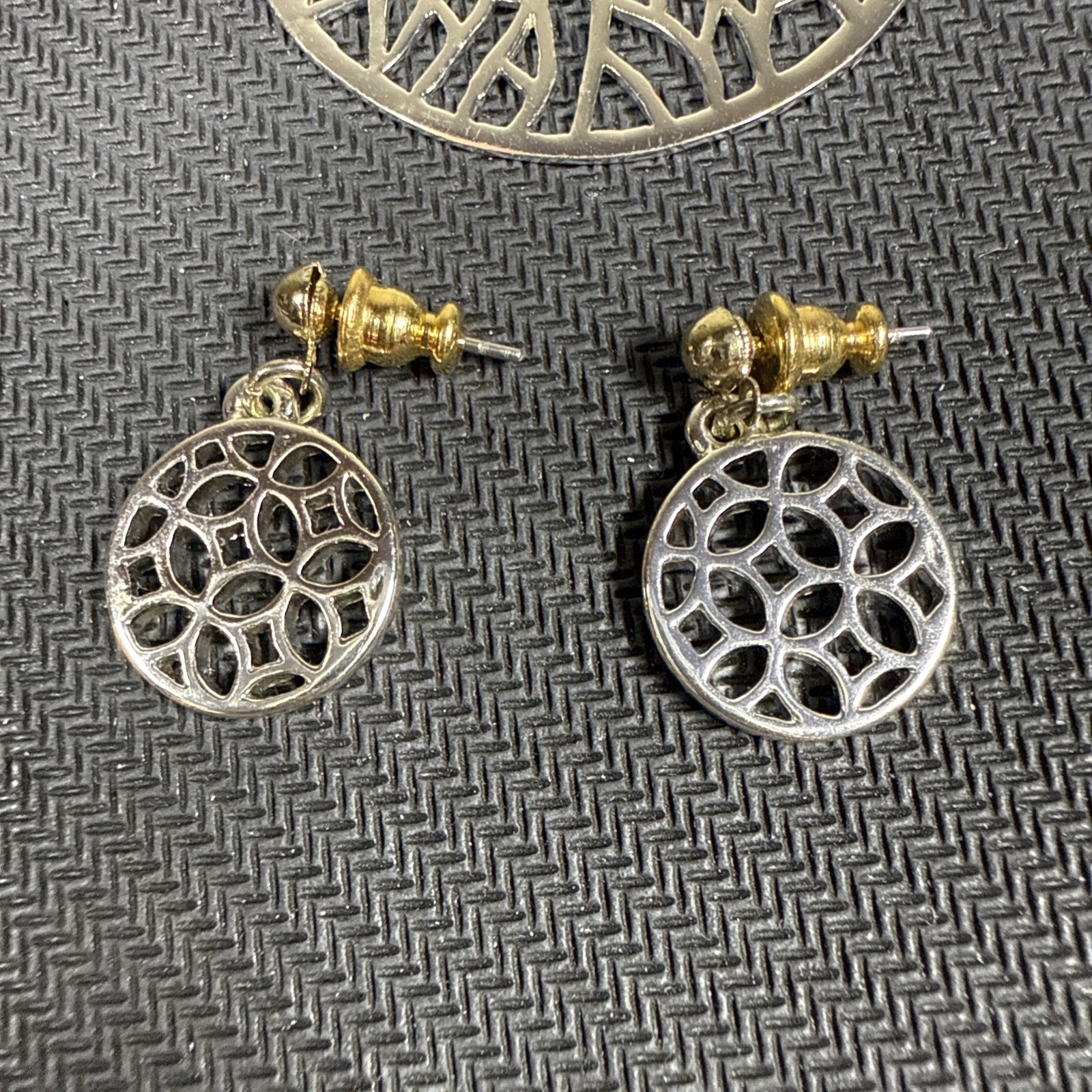 Silver Tone Round Filigree Pendant And Earrings Set Boho Openwork Design