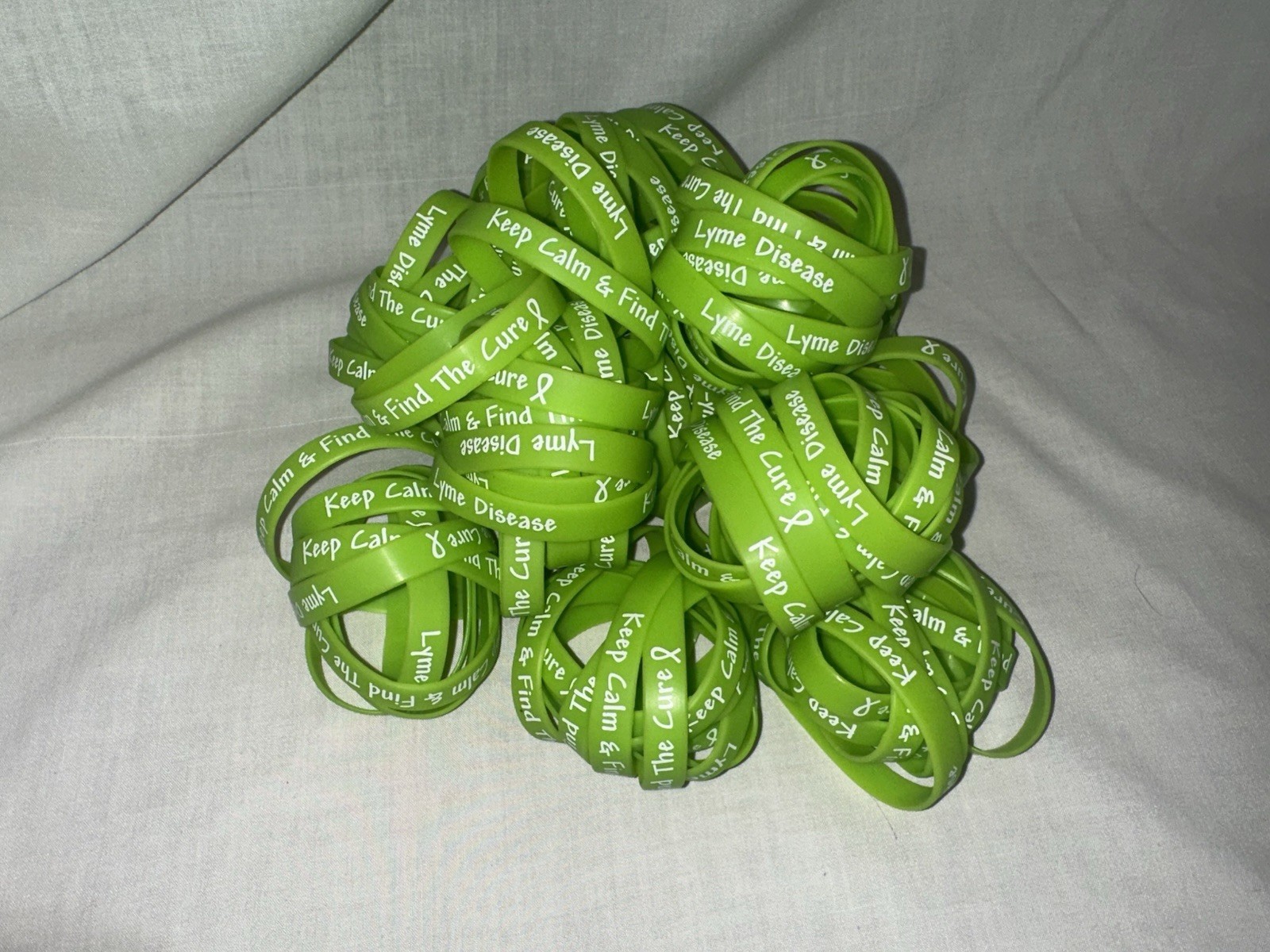 120 Premium Silicone Bracelets LYME Disease Keep Calm & Find The Cure –