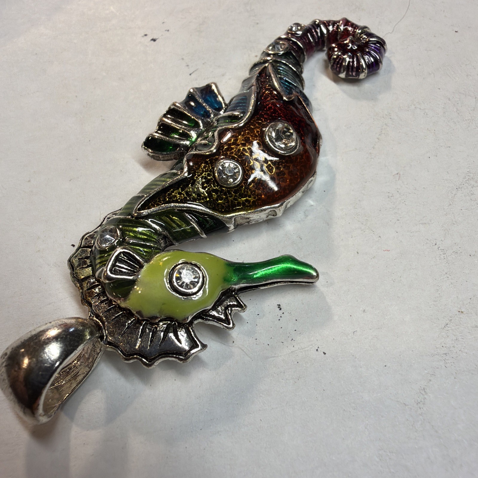 Sea Horse Necklace Enamel Crystal Pendant Seahorse Beach Jewelry 0248