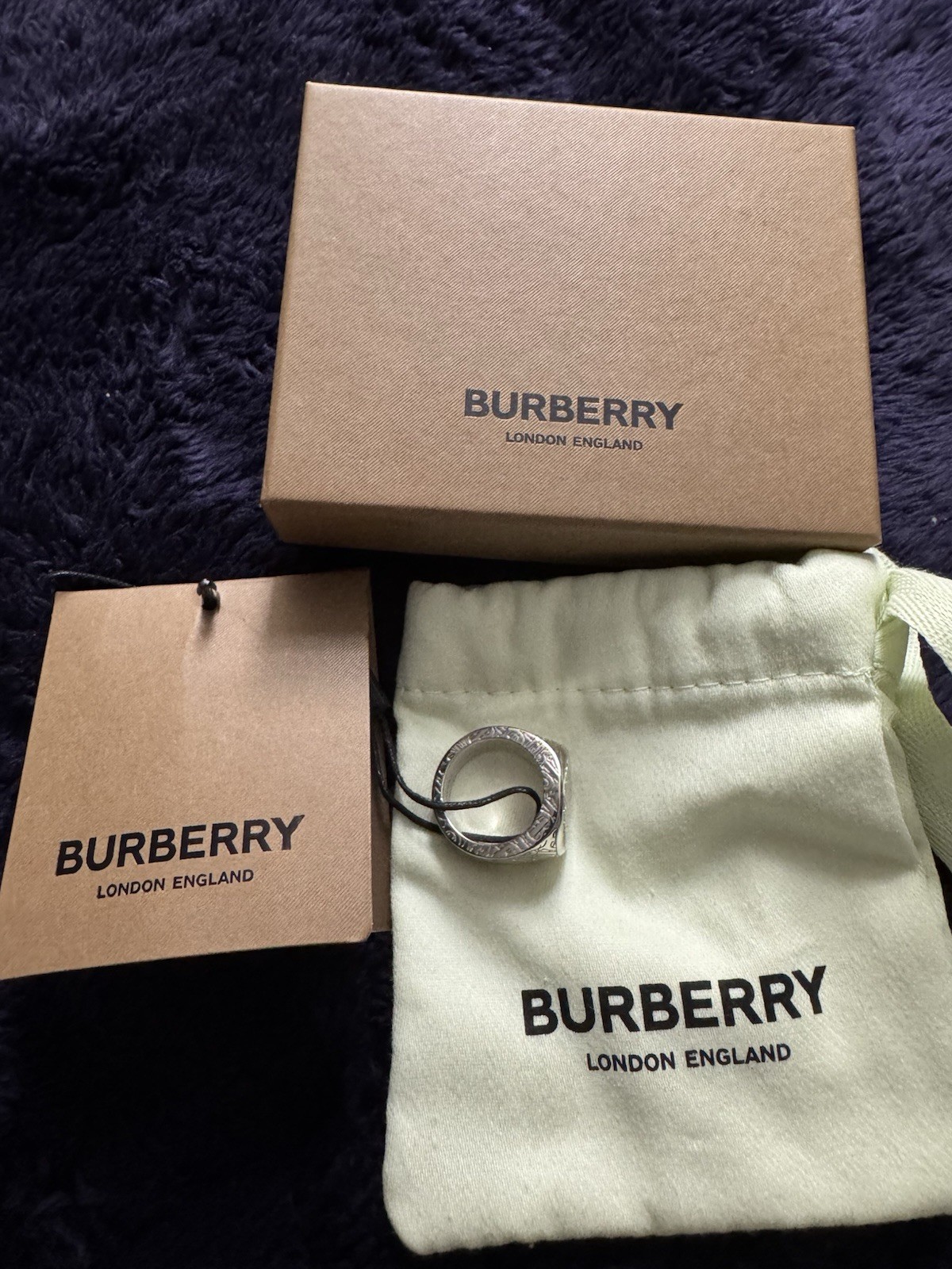 Burberry – Monogrammed Palladium-Plated Signet Ring – Silver Size 58