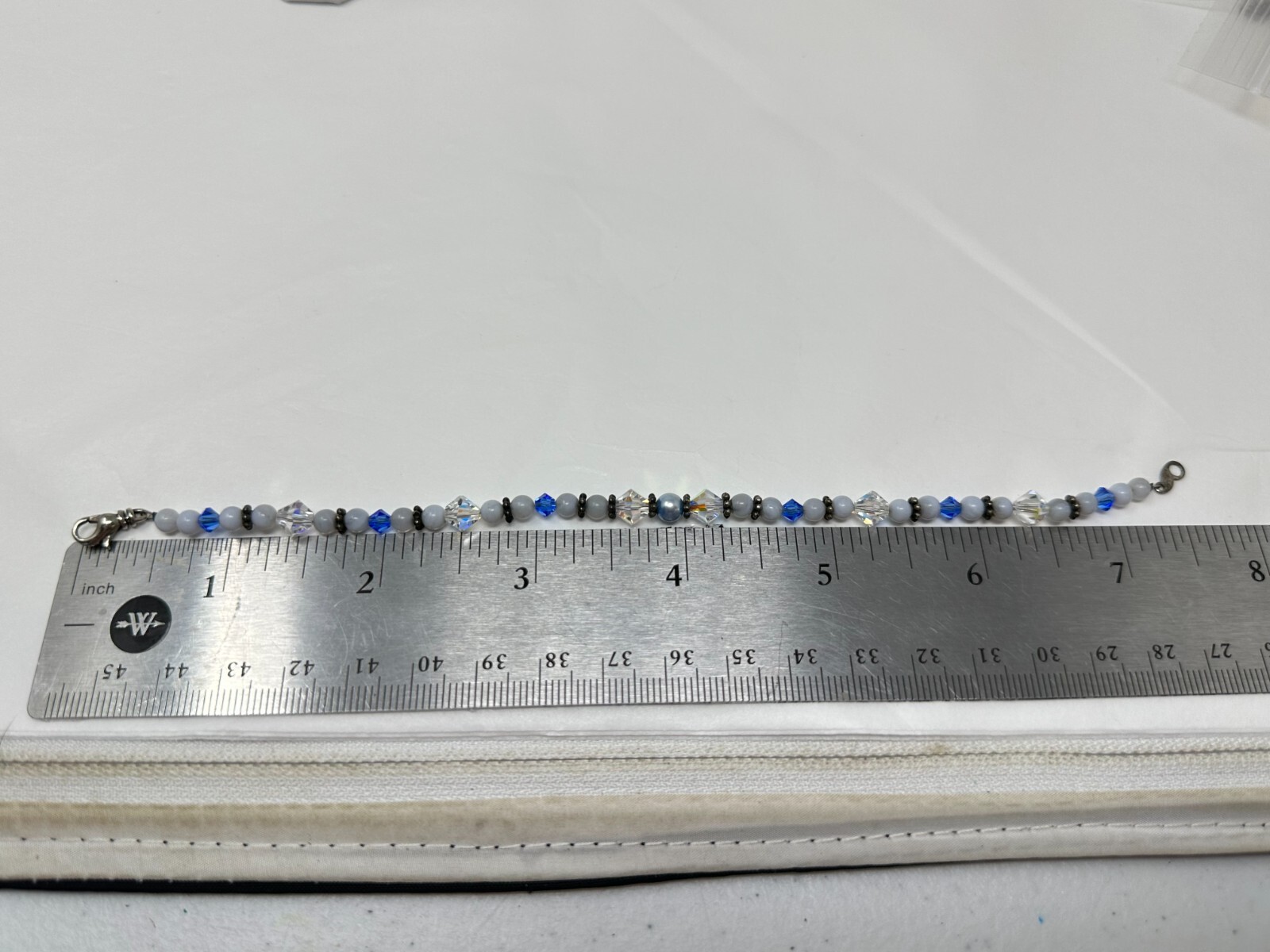 Handmade Silvertone Multicolor Faceted Bicone Crystal Bead 7.5″ Toggle Bracelet