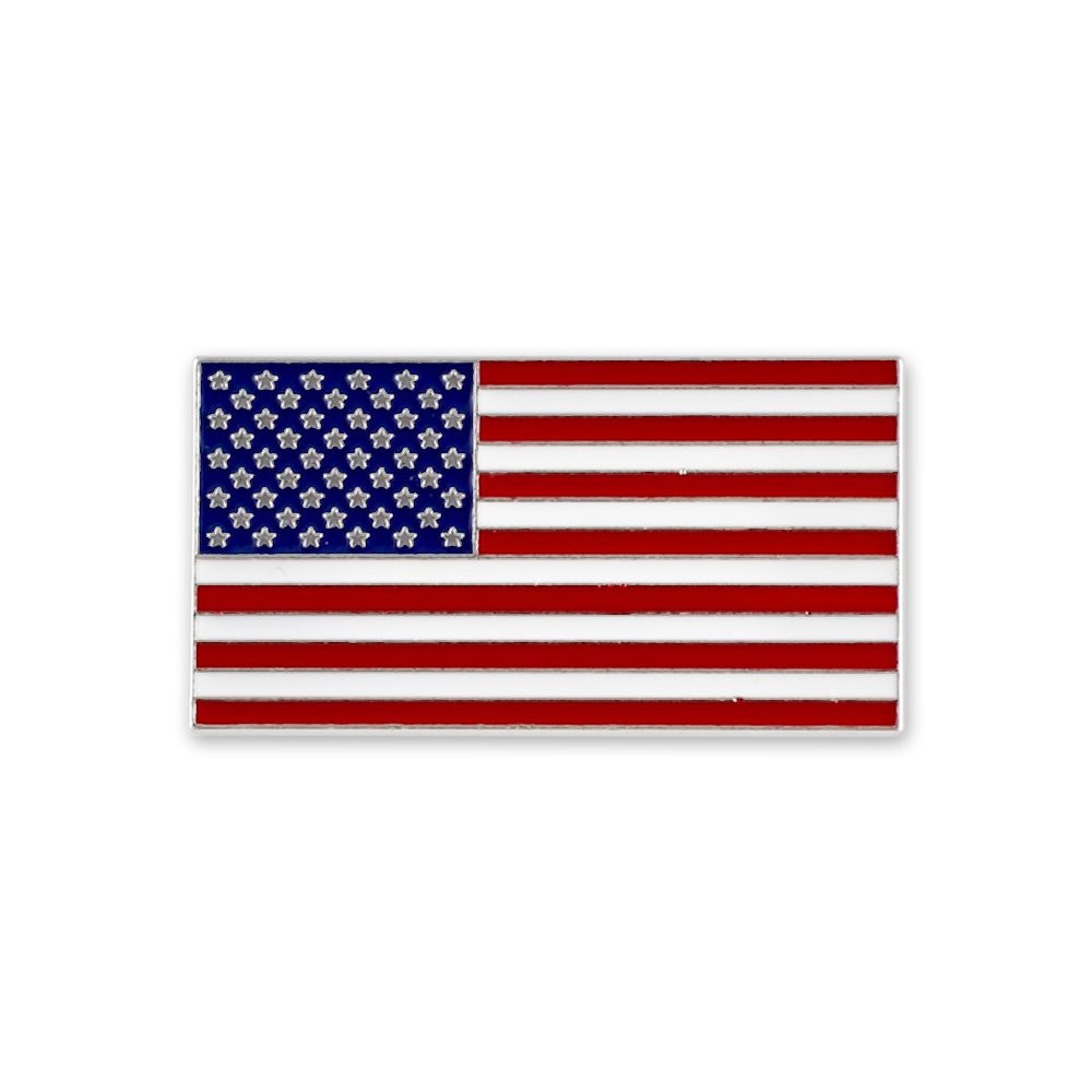 Authentic Official American Flag Enamel Lapel Pin Proudly Made In USA Silver