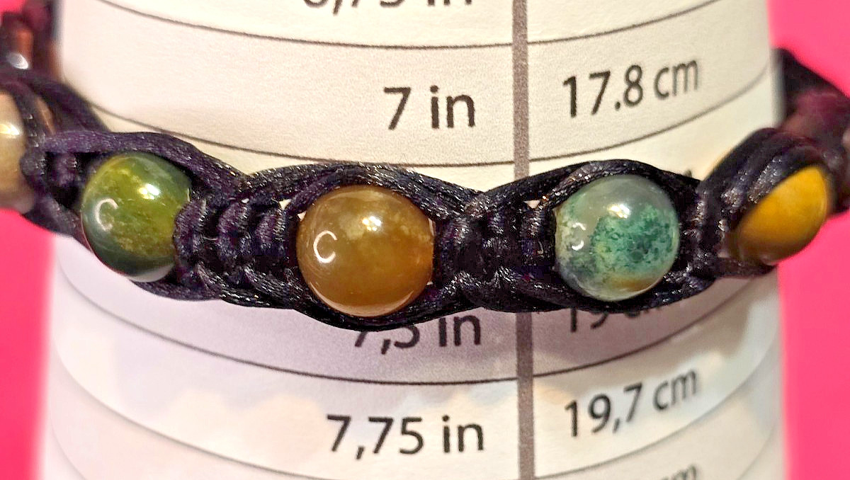 Macrame and Ocean Jasper Gemstone Bead Adjustible Bracelet