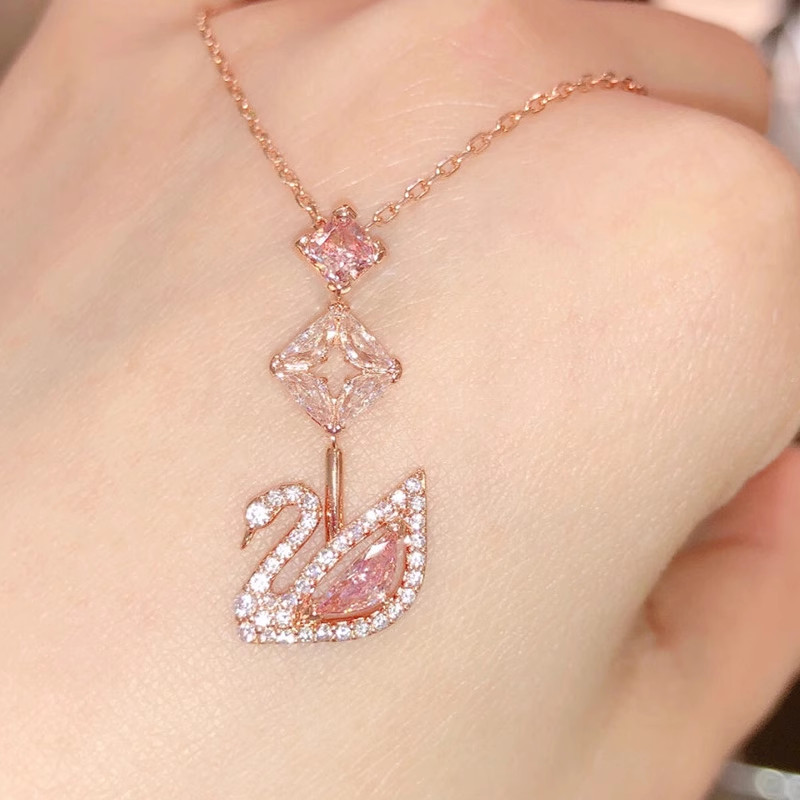 New Swarovski Pink Swan Necklace Pendant 5473024 ​