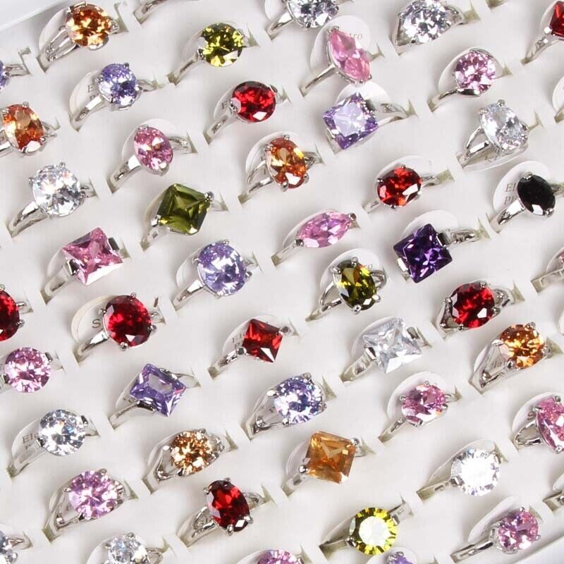 Wholesale Wedding Jewelry Mixed Lots 10pcs Women Lady’s Big Shine CZ Rings Gift