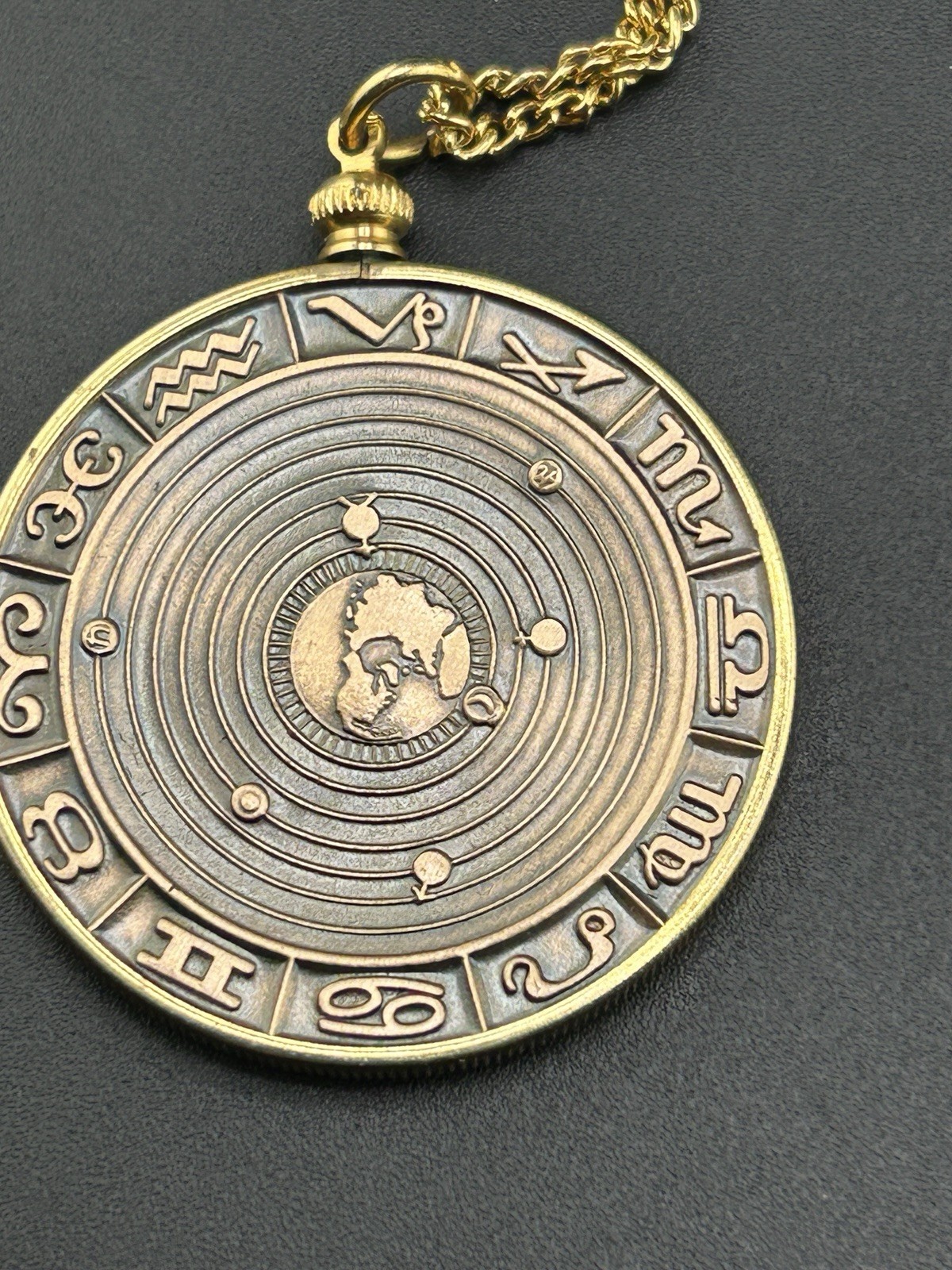 Gemini Pendant Necklace Zodiac Coin on 24″ Chain
