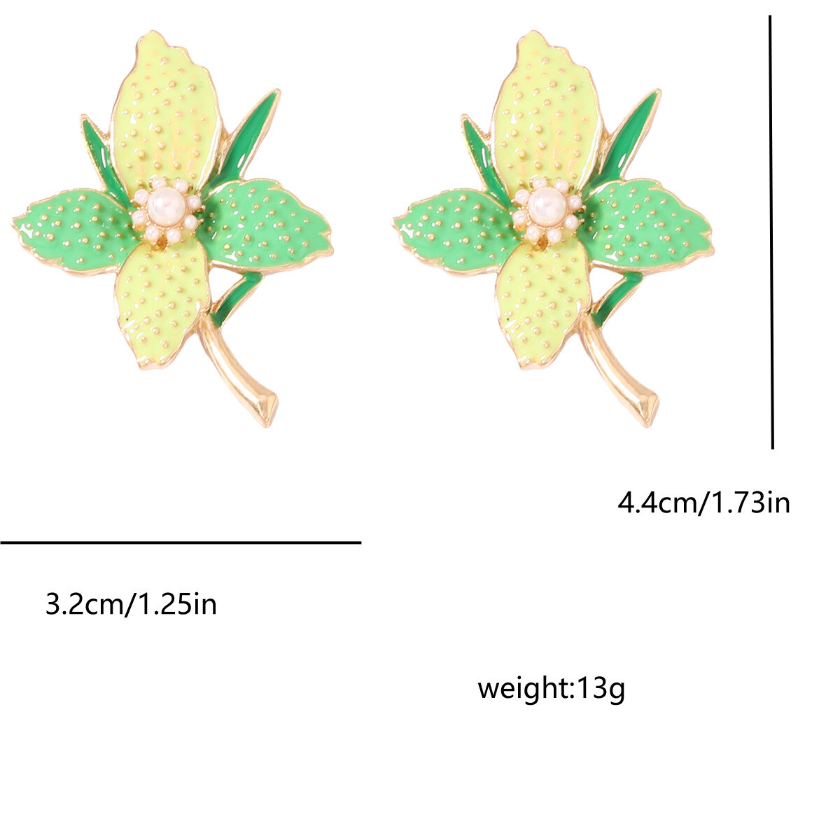 Trendy Enamel Flower Earrings Zinc Alloy Fashion Jewelry for Women 2 Pairs