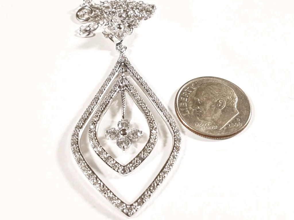 925 STERLING SILVER 16″ CHAIN BOUTIQUE COLLECTION CZ PENDANT 6.2 GRAMS