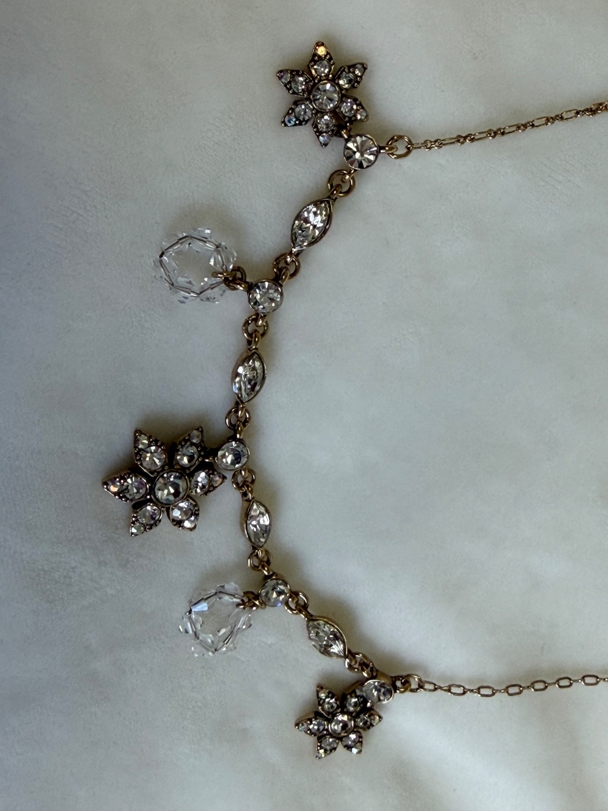 NWT Givenchy Gold-Tone Crystal Snowflake Cluster Necklace – 15″ to 17″